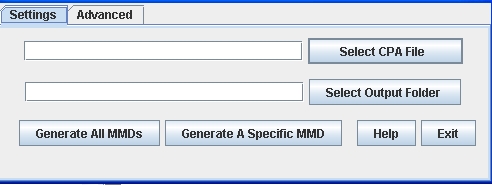 The Settings tab of the mmdGenerator.